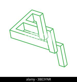 Unmögliche Formen. Heilige Geometrie. Optische Täuschung. Abstraktes ewiges geometrisches Objekt. Unmögliches endliches Outline-Logo. Optische Kunst. Unmöglich Stock Vektor