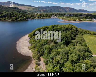 Luftaufnahme von Derwent Water in der Nähe von Keswick im Lake District in Cumbria im Nordwesten Englands. Stockfoto