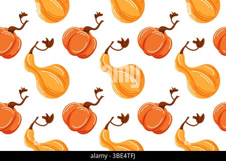 Halloween Kürbis nahtloses Muster Design im Cartoon-Stil für Stoff, Hintergrund, Geschenkpapier auf weißem Hintergrund. Stock Vektor
