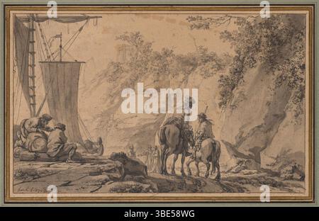 Jean-Pierre-Louis-Laurent Hoüel (Französisch, 1735-1813) - Figuren in einer Landschaft Stockfoto