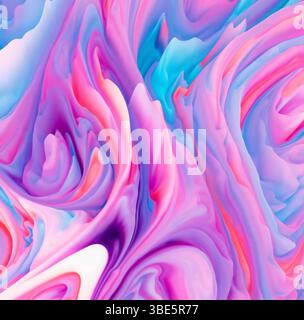 Eine abstrakte Illustration mit dynamischen Pastellfarben. Die wirbelnden Rosa-, Lila- und Blautöne schaffen eine lebendige, traumhafte Komposition Stockfoto