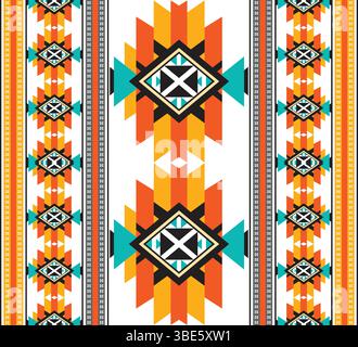 Geometrisches, vom Südwesten der amerikanischen Ureinwohner inspiriertes Textilmuster Stock Vektor