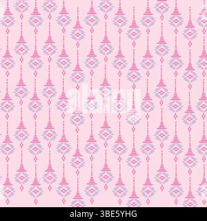 Geometrisches Textilmuster in Pink und Lila, nahtloses, wiederholtes Design Stock Vektor