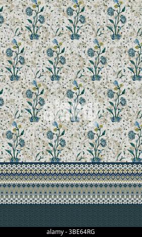 Blumenmuster mit Randdesign auf transparentem Hintergrund Stock Vektor