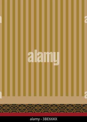 Elegantes, vertikales Streifenmuster in Gold und Beige mit verziertem Rand Stock Vektor