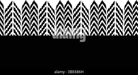 Abstraktes Design mit nahtlosem Rand aus schwarzem und weißem Chevron-Ikat Stock Vektor