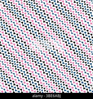 Abstraktes geometrisches Muster mit diagonalen Linien aus rosa schwarzen und blauen Dreiecken Stock Vektor