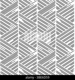 Abstraktes geometrisches Muster nahtloses Schwarz-weiß-Liniendesign Stock Vektor