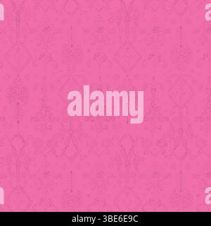 Nahtloses Textildesign mit geometrischem und Blumenmuster in Pink Stock Vektor