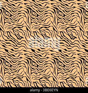 Abstraktes Tigerstreifen-Muster, nahtlose Textur in Beige und Schwarz Stock Vektor