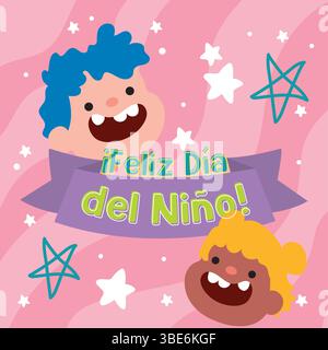 Lächelnde Kinder mit Sternenbanner. Vektor Stock Vektor