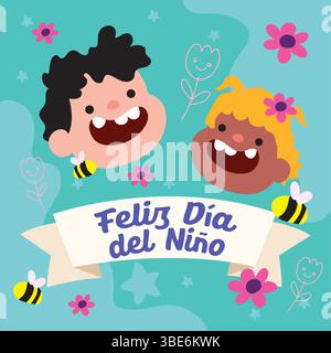 Kinder lächeln mit Bienen. Vektor Stock Vektor