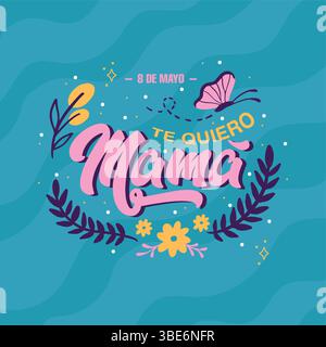 Muttertagskarte mit Blumenmuster. Vektor Stock Vektor