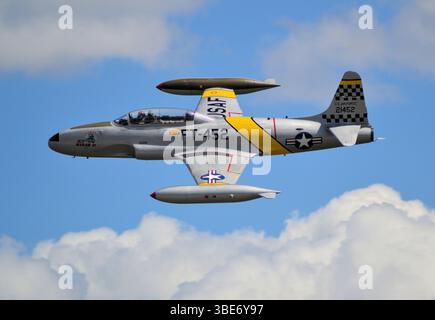 Canadair CT-133 Silver Star Jet Trainer Flugantenne, Rhode Island, USA Stockfoto