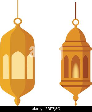 Ramadan Laternen Vektor Islamische Goldene Lampen Eid Mubarak Laternen Arabian Festival Lights Stock Vektor