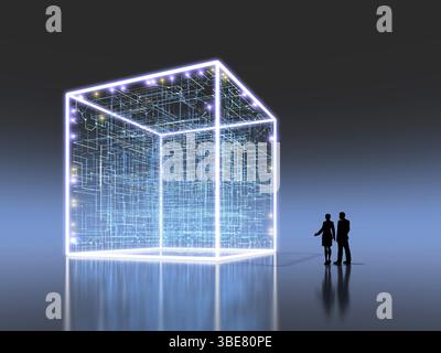 Circuit Box und Geschäftsleute, Männer und Frauen Stockfoto