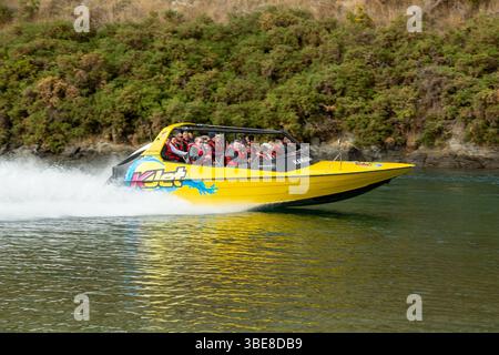 KJet - Queenstown Jet Boot auf dem Kawarau River, Queenstown, Otago, Neuseeland Stockfoto