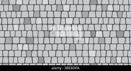 Nahtloses Muster aus gepflasterten Steinen. Pflasterfliesen-Textur. Steinmosaikhintergrund. Kopfsteinpflasterboden-Innenmuster. Blockieren Sie das Ornament auf dem Gehweg. Vektor Stock Vektor