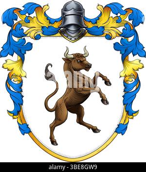 Bull Heraldik Wappen Wappen Wappenschild Stock Vektor