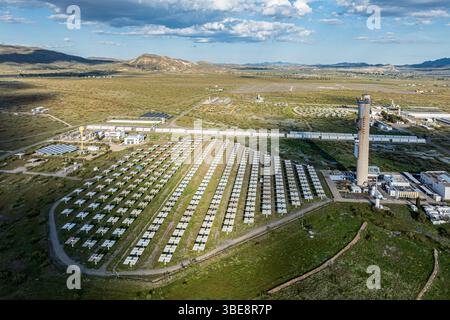 Plataforma Solar de Almaria, Solarpark, Forschungseinrichtung in der Wüste Tabernas, Andalusien, Spanien Stockfoto