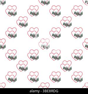 Diagramm und zwei Minimal Hearts Vektor Financial Concept farbiges nahtloses Muster Stock Vektor