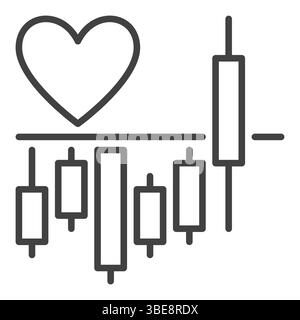 Diagramm mit Herzform-Vektorkonzept Symbol oder Symbol für dünne Linien Stock Vektor