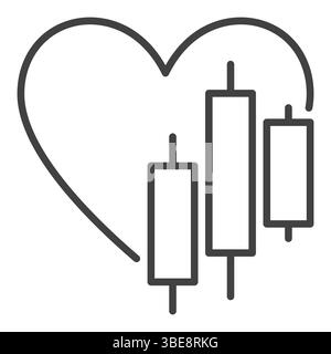 Herz- und Diagrammvektorkonzept dünne Linie minimales Symbol oder Symbol Stock Vektor