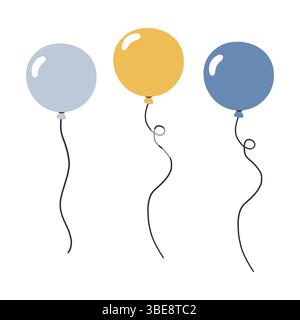 Geburtstagsballons Set. Geburtstagsfeier. Einladung, Aufkleber, Grußkarte Stock Vektor