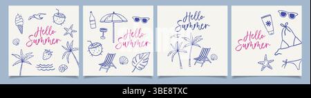 Hand Draw Sommer Kollektion. Zeichenstift, italienisches la Dolce vita, Werbebanner Stock Vektor