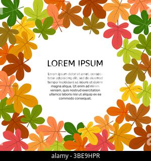 Hintergrund mit Herbstlaub mit einer Stelle in der Mitte für Ihren Text. Vektorabbildung. Stock Vektor