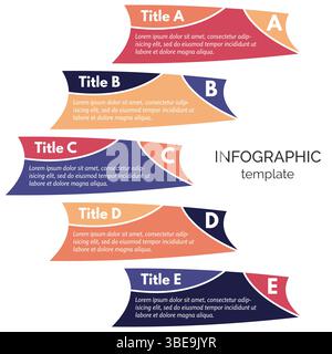 Fünf-Schritte-Infografik-Designelemente. Schritt-für-Schritt-Infografik-Designvorlage. Vektorabbildung Stock Vektor