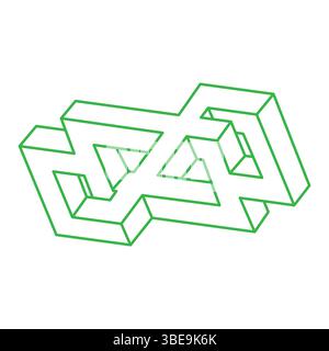 Unmögliche Formen. Logo. Figur mit heiliger Geometrie. Optische Täuschung. Abstrakte ewige geometrische Objekte. Unmöglich endlose Kontur. Optische Kunst Stock Vektor