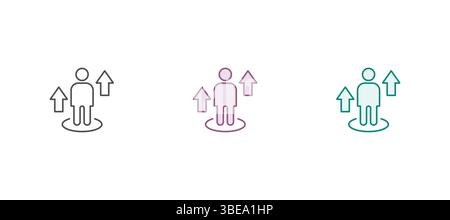 Symbolgruppe „Selbstwachstum“. Leistung, Gewinn, Verbesserung, Wachstum, Diagramm, Symbole erhöhen. Ausgefüllte Symbolsammlung. Vektorabbildung. Stock Vektor