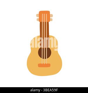 Akustische Gitarrenvektor-Illustration auf weißem Hintergrund, perfekt für Musik-Themen-Designs. Ideal für Web-, Druck- und digitale Projekte. Minimalistisch Stock Vektor