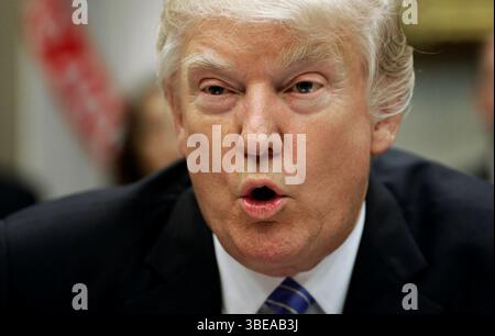 US-Präsident Donald Trump spricht während einer listening Session mit dem Retail Industry Leaders Association und Mitgliedsunternehmen CEOs in der Rosevelt Roo Stockfoto
