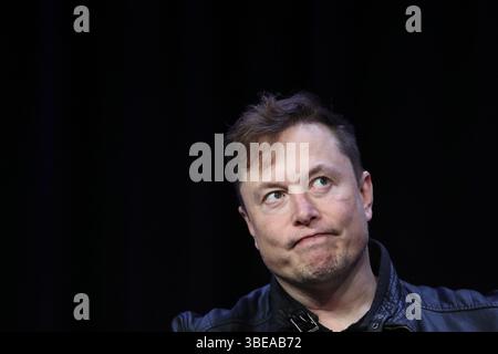 Elon Musk, Gründer und Chefingenieur von SpaceX, spricht auf der 2020 Satellite Conference and Exhibition am 9. März 2020 in Washington, DC. Musk antwortete Stockfoto