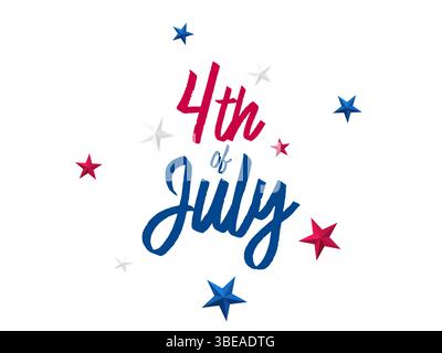 Text vom 4. Juli, Typografie-Schriftzüge vom 4. Juli isoliert Stock Vektor
