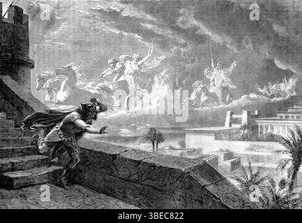 Illustration von Jesaja's Vision von Wagen, die die Zerstörung Babylons Jesaja XXI.7 aus dem Antiken 19. Jahrhundert vorhersagen Stockfoto