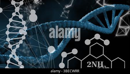 Bild chemischer Strukturen und Netzwerke über dna-Strangspinnen Stockfoto