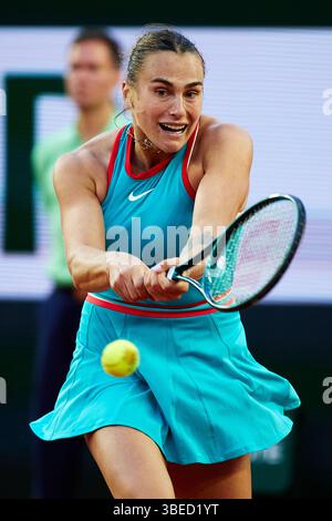 PARIS, FRANKREICH - 28. MAI: Aryna Sabalenka kehrt am 28. MAI 2025 2025 in Paris gegen Jil Teichmann aus der Schweiz zurück. (Foto von QSP) Stockfoto