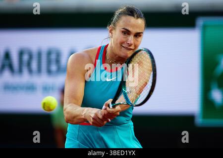 PARIS, FRANKREICH - 28. MAI: Aryna Sabalenka kehrt am 28. MAI 2025 2025 in Paris gegen Jil Teichmann aus der Schweiz zurück. (Foto von QSP) Stockfoto