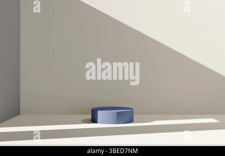 Blaues Podium im Sonnenlicht, Modell für Produkt. 3D-Rendering. . Hochwertige 3D-Illustration Stockfoto