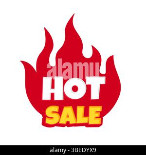 Heißer Verkauf Werbezeichen Vektor grafisches Element mit roter brennender Flamme Stock Vektor