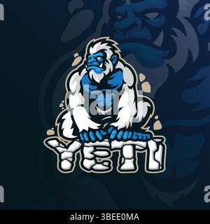 Yeti Maskottchen-Logo mit modernem Illustrationskonzept für Abzeichen, Emblem und T-Shirt-Druck. Yeti-Illustration für die Sportmannschaft. Stock Vektor