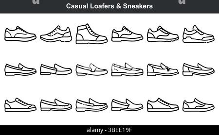 Lässige Herren Loafer Turnschuhe Schuhe Schuhkollektion Stock Vektor