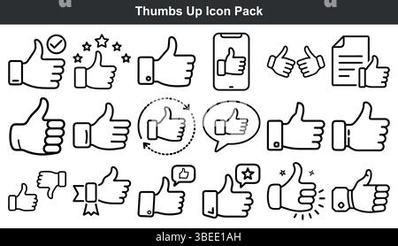 Die Daumen hoch, die Icon Pack Kollektion, die Linien-Kunst-Grafiken Stock Vektor