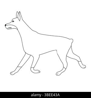 Vektorflacher Umriss laufender Doberman-Hund Stock Vektor