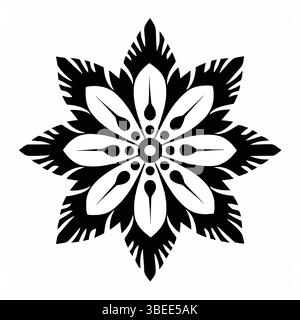 Raffiniertes Blumendesign im Mandala-Stil in monochrom, ideal für Meditation, Basteln und achtsame Kreativität Stock Vektor