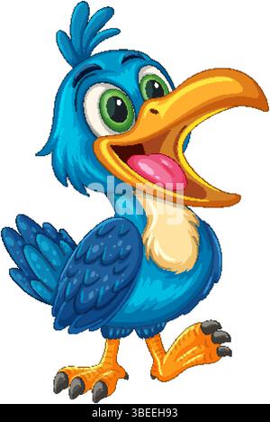 Lebendige Vektor-Illustration eines fröhlichen Nashornvogels mit übertriebenen Features und hellen Farben, perfekt für verspielte Designs Stock Vektor