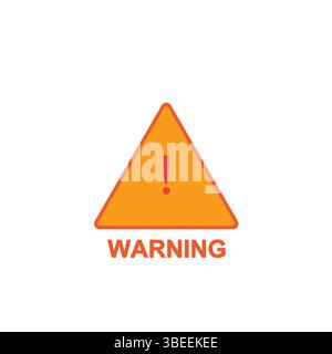 Orangefarbenes und gelbes Warnschild mit weißem Ausrufezeichen Symbol Vektorillustration Warnsymbol isoliert auf weißem Hintergrund. Stock Vektor